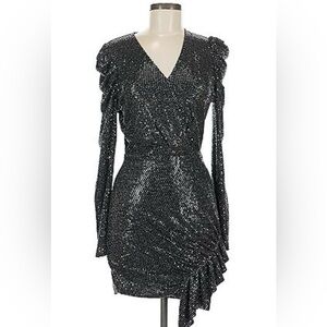 IRO Loulou Black Shimmer Long Sleeve Dress Size 40